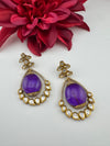 Kundan, CZ, Gold, Doublet Stone Chandelier Long Drop Earrings, Moissanite, CZ, Designer jewelry