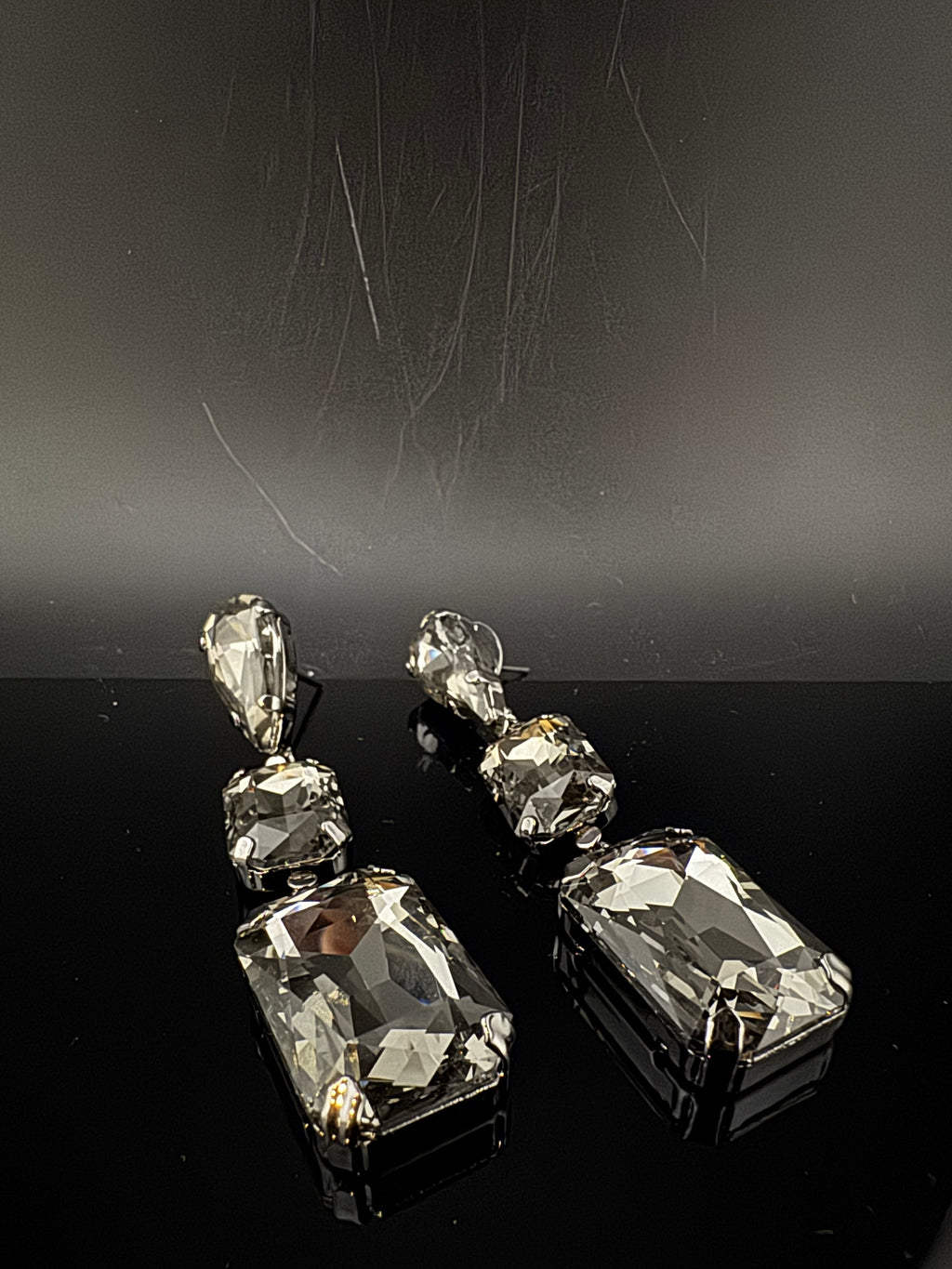 Premium Crystal Long Drop Swarovski inspired designer earrings/Indian earring/Bridal Jewelry/Grey Crystal/Pink Crystals