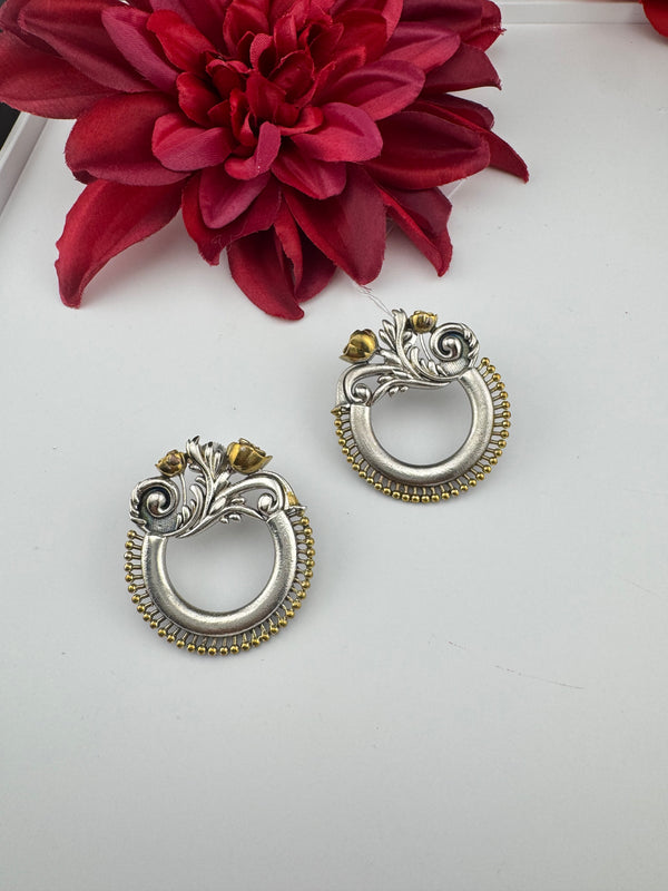 Oxidized Oversized Stud Earrings, Boho Ethnic Jewelry, designer jewelry