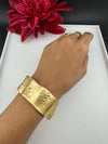 Brushed finished Gold Cuff Chunky Bracelet Bangle, Anti Tarnish, fits sizes upto 2.6"