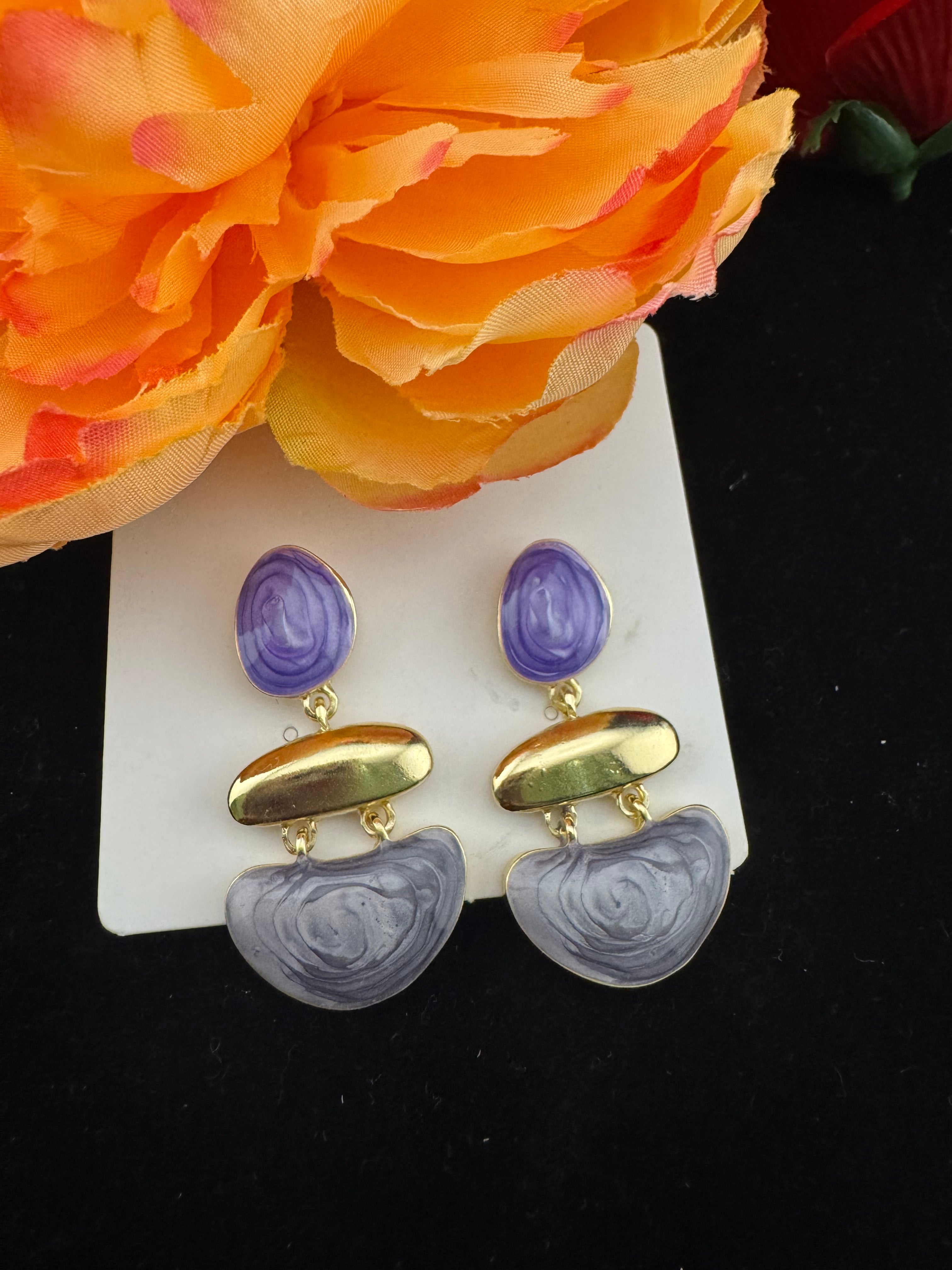 High Quality Premium Enamel and gold Designer Drop Earrings