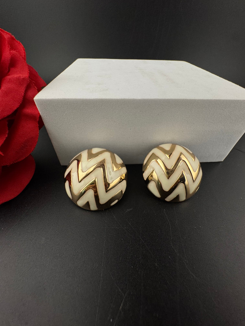 High Quality Enamel and gold designer Oversized Stud earrings, Unique statement earrings