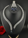 Crystals and CZ Diamond Statement front openable Hasli Necklace Set, Silver Plated Collar set