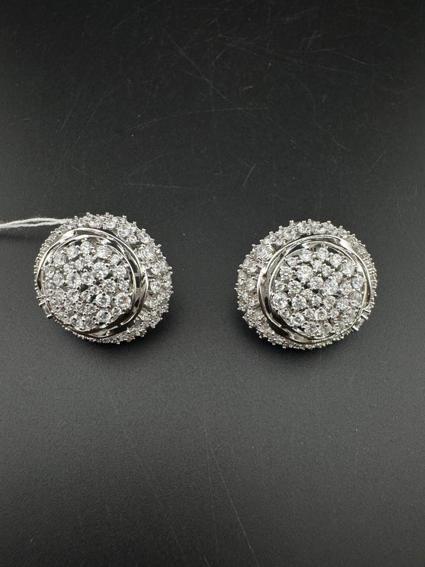 Pearls, Cubic Zirconia, Diamond unique setting Designer stud earrings, Indian Jewelry