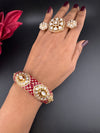 Pchhi Kundan, Moissanite Kundan, CZ Openable Broad Bracelet Bangle, Gold Polish (Fits 2.6" wrists) (Copy)