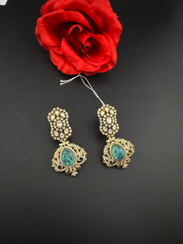 CZ, Kundan, Doublet Stone Chandelier Drop Earrings, Bridal, Moissanite, Designer jewelry