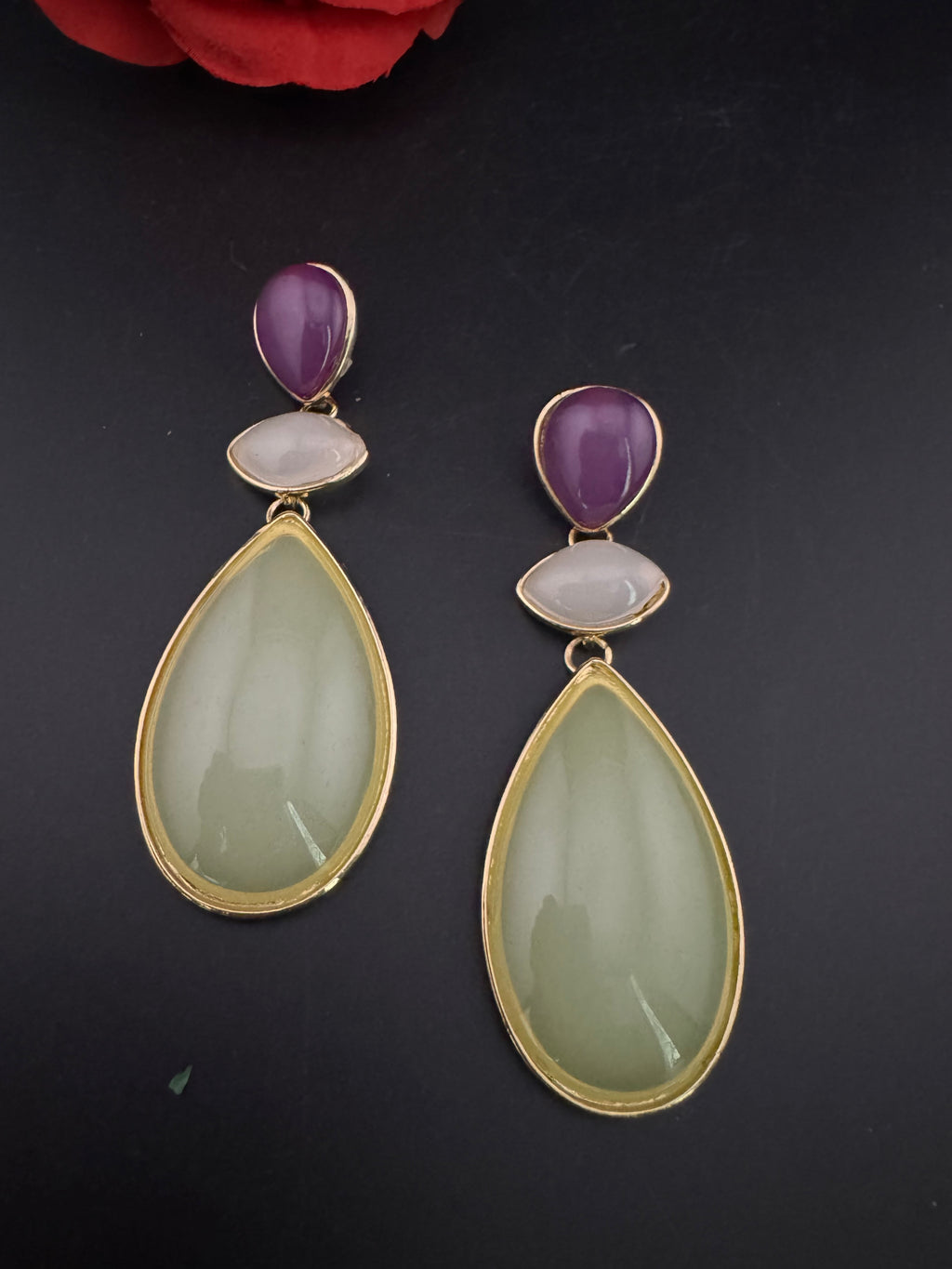 Premium High Quality long drop earrings, lightweight Brass and Acrylic material Earrings for party wear/Bridesmaid gift