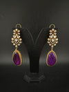 Kundan, CZ, Gold, Doublet Stone Chandelier Long Earrings, Bridal, Moissanite, CZ, Designer jewelry