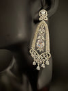 Premium Cubic Zirconia Crystals Chandelier earrings is designer Inspired, Statement Long sleek earring, Bridal, Party, Wedding jewelry, chic