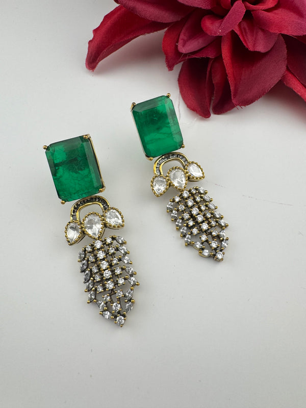 Cubic Zirconia, Kundan, Doublet Stone Chandelier Drop Earrings, Moissanite, CZ, Designer jewelry