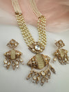 Kundan, Moissanite, MOP, CZ, Pearls Long Gold Choker necklace set, Indian Rani haar