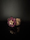 Moissanite Kundan, CZ Nano Setting Cuff Bracelet Bangle, Gold Polish Bangle (Fits 2.6" Diameter)