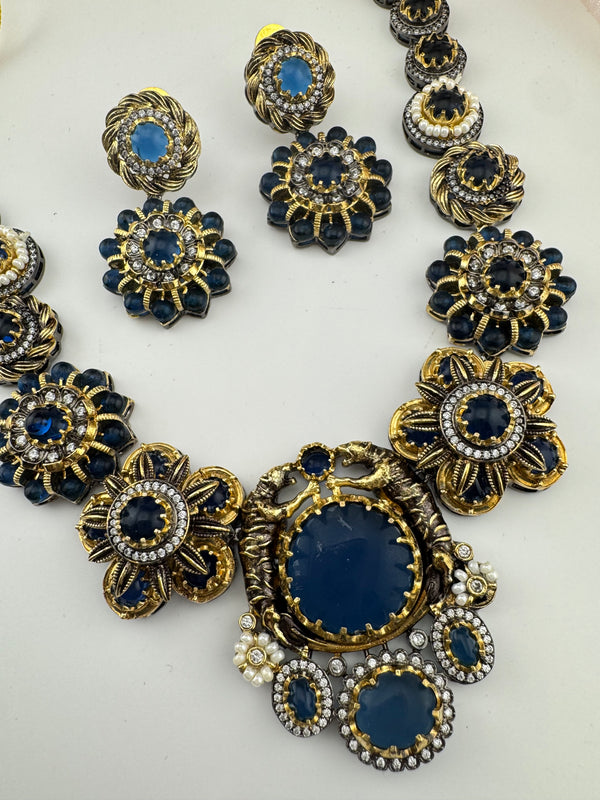 Pearl, CZ,Stones Sabyasachi inspired necklace set, Indian Bridal Jewelry set
