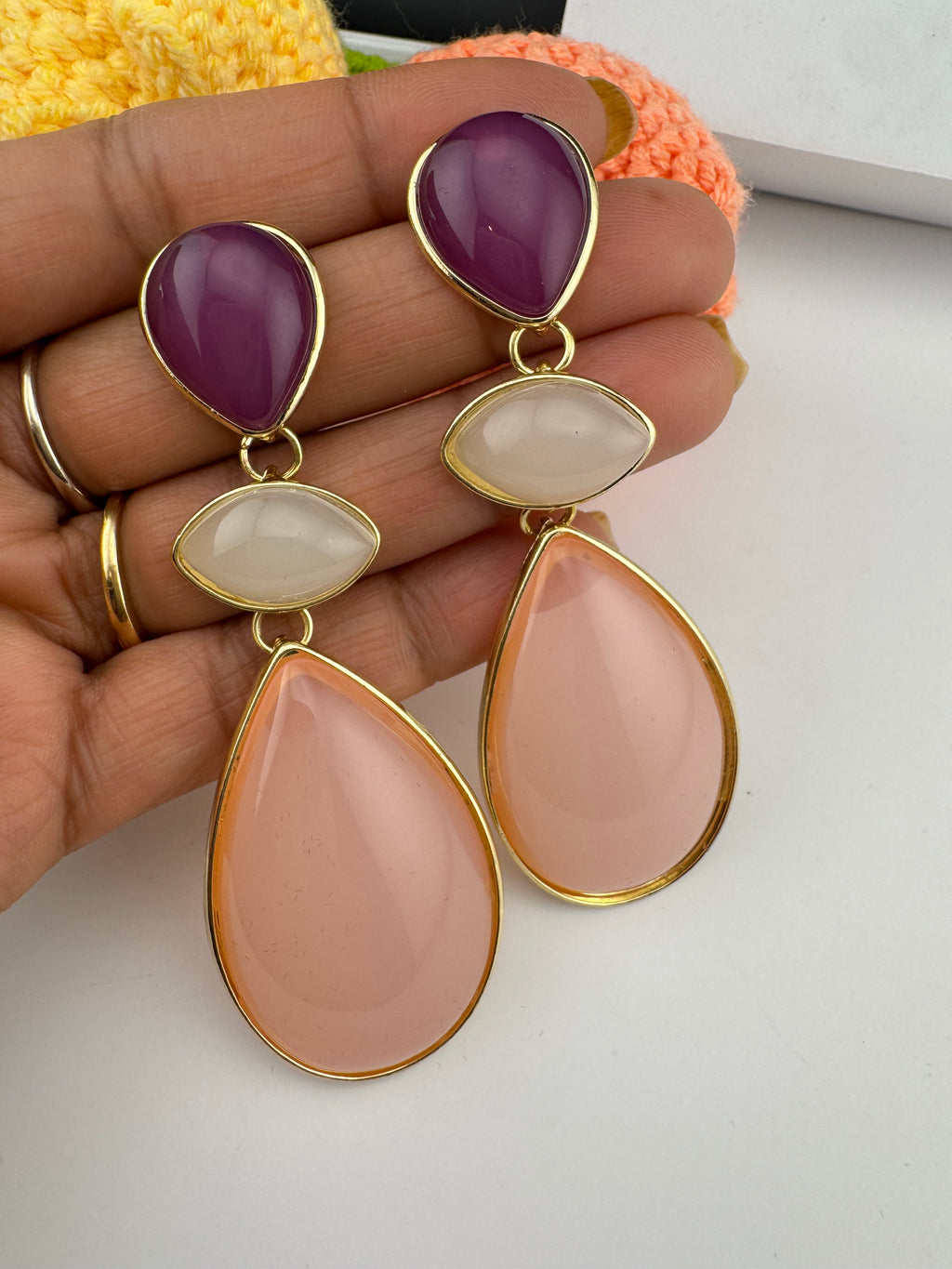 Premium High Quality long drop earrings, lightweight Brass and Acrylic material Earrings for party wear/Bridesmaid gift
