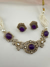 Moissanite Kundan, Pearls, CZ, Stones Choker necklace set, Indian Bridal Jewelry, chic set