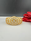 Moissanite Kundan, CZ Openable Bracelet Bangle, Gold Polish (Fits 2.6" wrists)