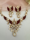 Kundan, Moissanite, Red MOP, CZ Flexible Peacock Gold necklace set, Indian Bridal Jewelry