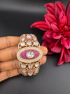 Moissanite Kundan, MOP, CZ Adjustable Bracelet Bangle, Gold Polish Designer Bangle