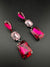 Premium Crystal Long Drop Swarovski inspired designer earrings/Indian earring/Bridal Jewelry/Grey Crystal/Pink Crystals