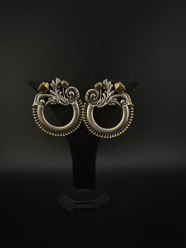 Oxidized Oversized Stud Earrings, Boho Ethnic Jewelry, designer jewelry