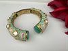 Moissanite Kundan, Enamel, CZ Adjustable Bracelet Bangle Kada, Gold Polish Designer Bangle