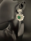 Premium Nano Setting Cubic Zirconia Carved Stone Pearls Drop earrings in unique 3D shape, stylish, Statement earring/Bridal Bridesmaid gift