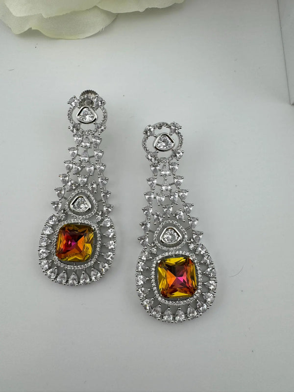Premium Long Earring with Swarovski Crystals and Cubic Zirconia Chandelier earrings