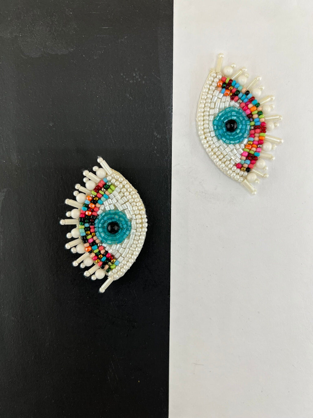 Evil Eye Beaded earrings studs, Quirky Handmade Earrings