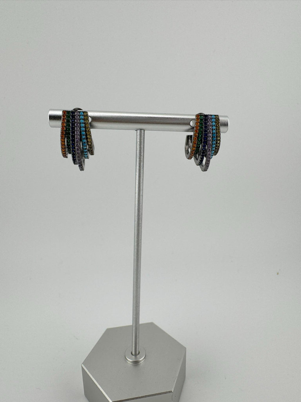 Premium Hoop earrings has Nano setting Cubic Zirconia and Stones is a designer Inspired Statement half Hoop earrings