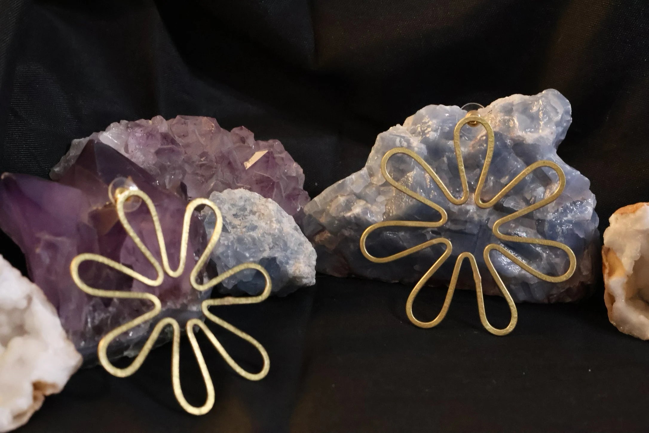 Matt Gold unique statement earrings in unique Flower design