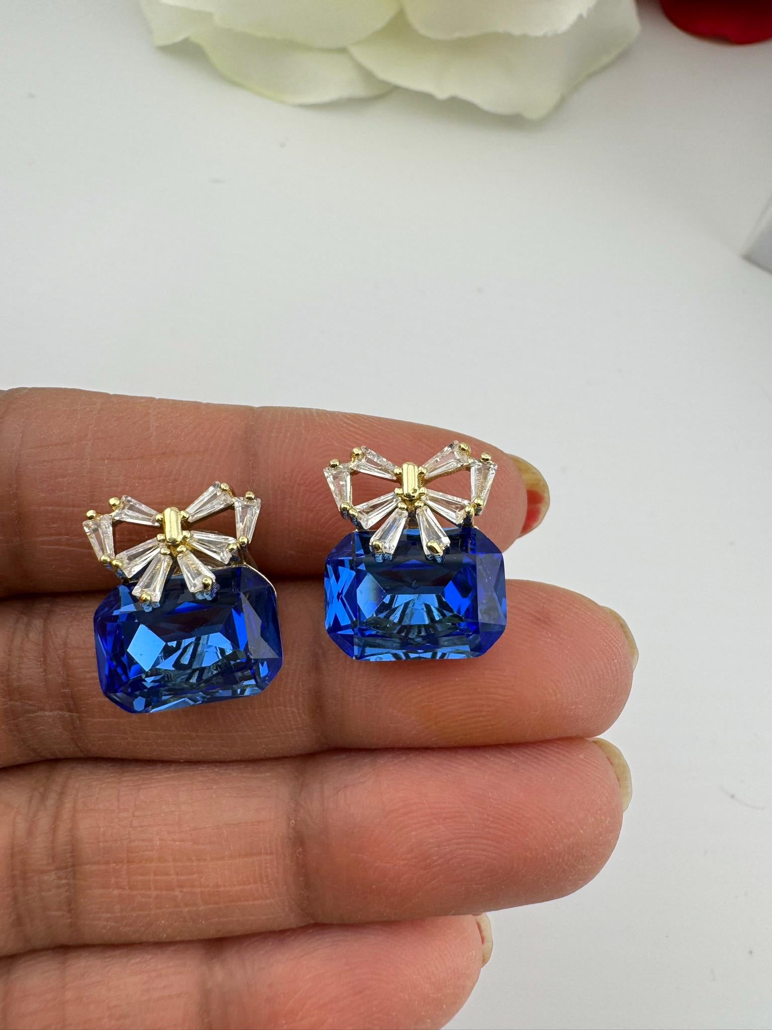 Premium Bow Cubic Zirconia and Swarovski Crystal stone in gold color Studs earrings
