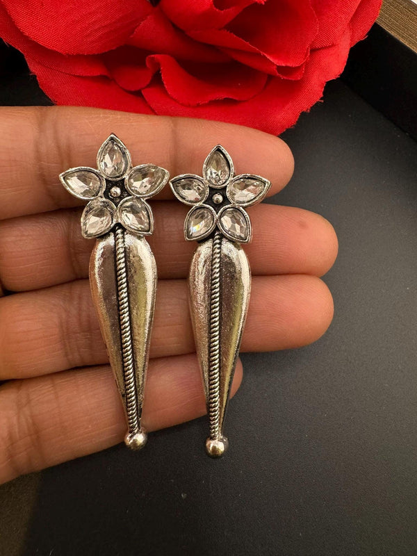 German silver oxidized silver everyday earrings/Oxidized silver earring/Statement Earrings