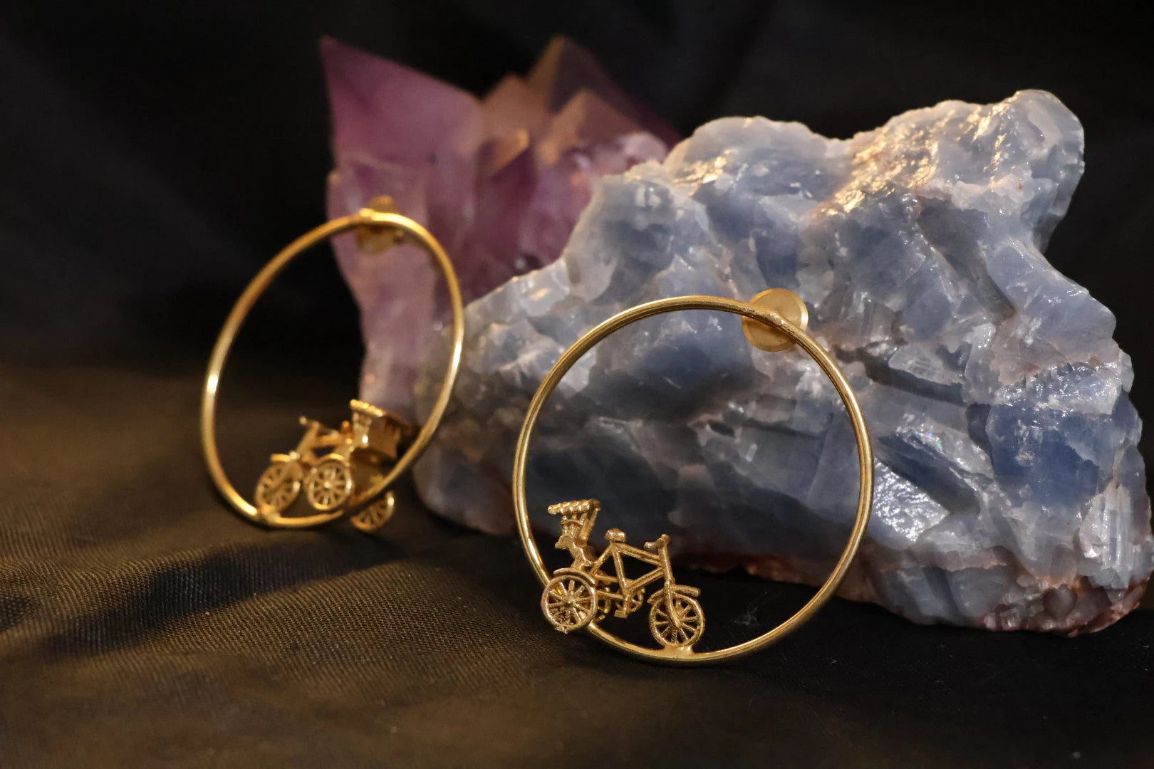 Rickshaw in Hoop Premium Matt Gold unique statement earrings