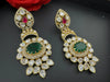 Premium Designer Uncut Kundan with Doublet stone and CZ details long earrings