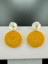 Yellow and white circle Quirky Beaded earrings