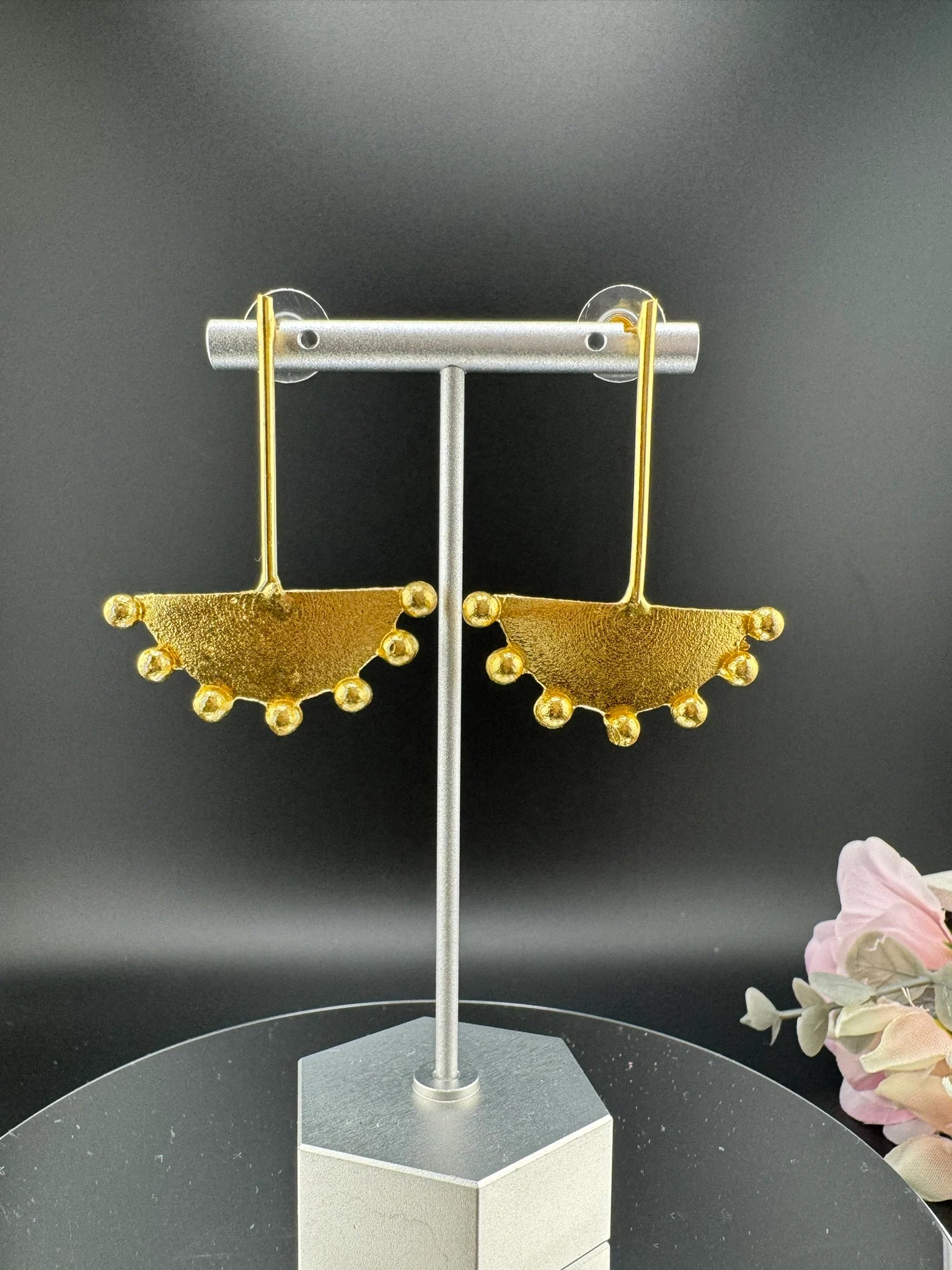 Matt Gold Statement Long earrings in unique sleek design