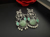 Silver Polish Oxidized German Silver Radhe Krishna Earrings with stones and Pearls