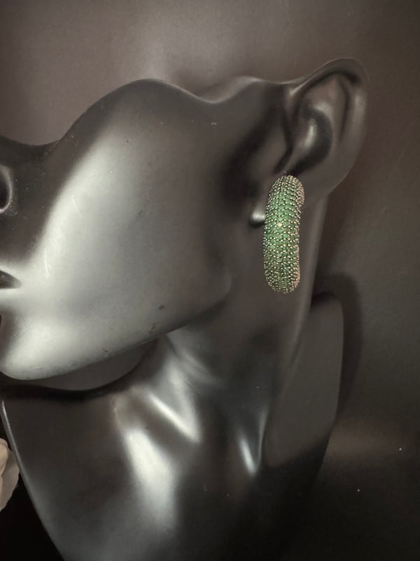 Pearls, Cubic Zirconia, Diamond nano setting Hoops earrings, Indian Jewelry