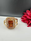Turkish Jewelry, Crystal, CZ, Stones Oversized Cuff Bracelet Bangle, Gold Polish (Fits 2.6" Diameter)