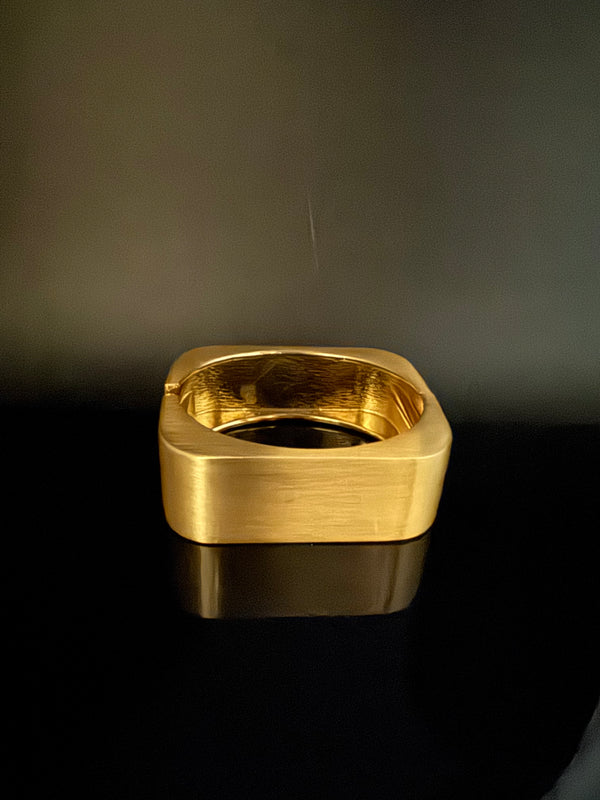 Brushed finished Gold Chunky Cuff Bracelet Bangle, Anti Tarnish, fits sizes upto 2.6"