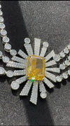 Swarovski Crystals and CZ Diamond star burst Necklace Set, White Gold Plated set