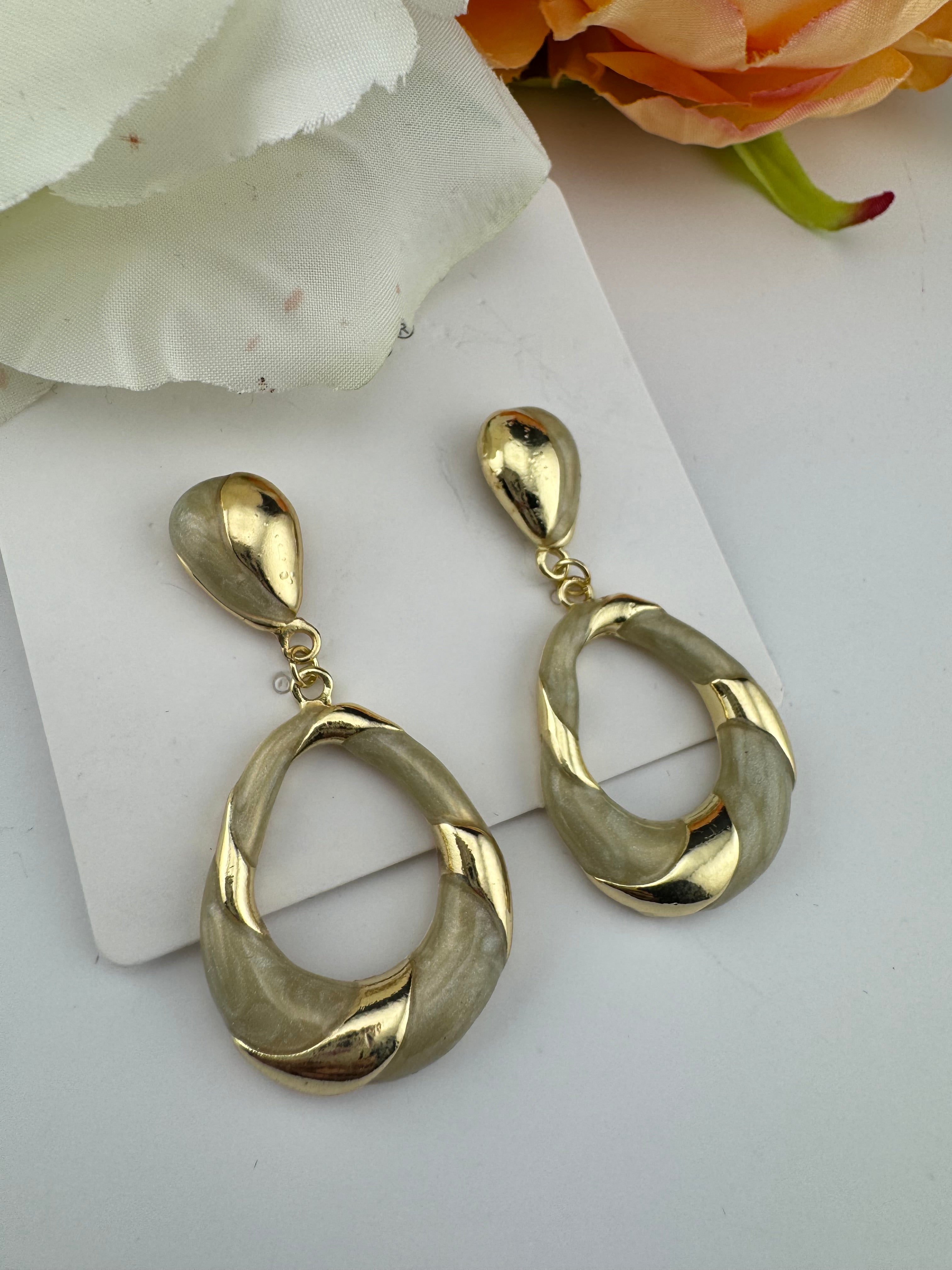 High Quality Premium Enamel and gold Designer Drop Earrings