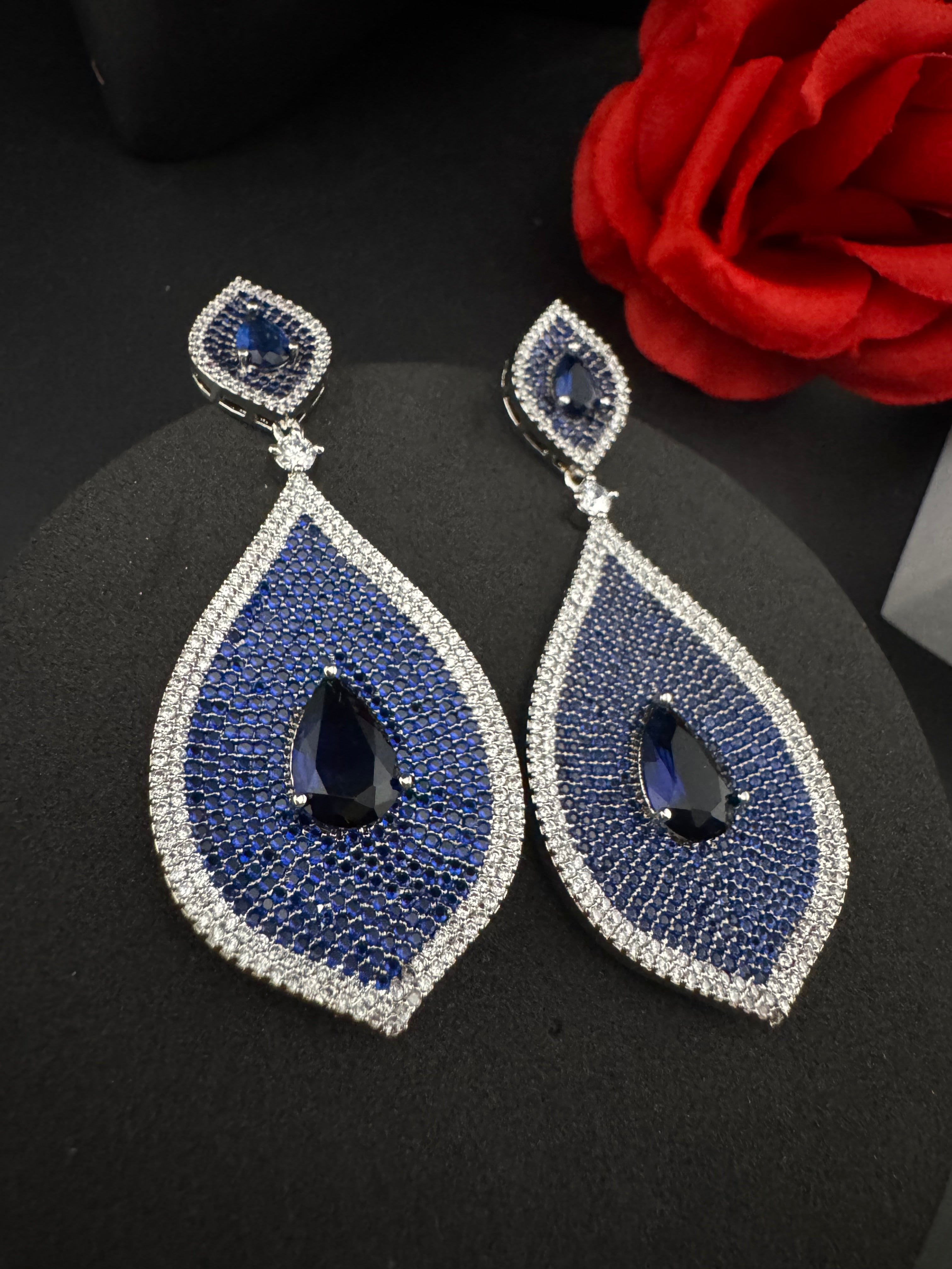 Premium Nano Setting of very fine Cubic Zirconia Dangle earrings in Evil eye style, designer Inspired Statement earring, Bridesmaid gift