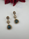 Kundan, CZ, Gold, Marble Stone Long Earrings, Bridal, Moissanite, CZ, Designer jewelry