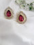 Gold Polish Crystal Stone Stud Earrings, Cubic Zirconia, AD, CZ, Indian Jewelry