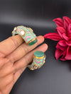 Moissanite Kundan, Enamel, CZ Adjustable Bracelet Bangle Kada, Gold Polish Designer Bangle