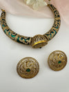 Enamel, Minakari, CZ, Stones Hasli, necklace set, Indian Bridal Jewelry set