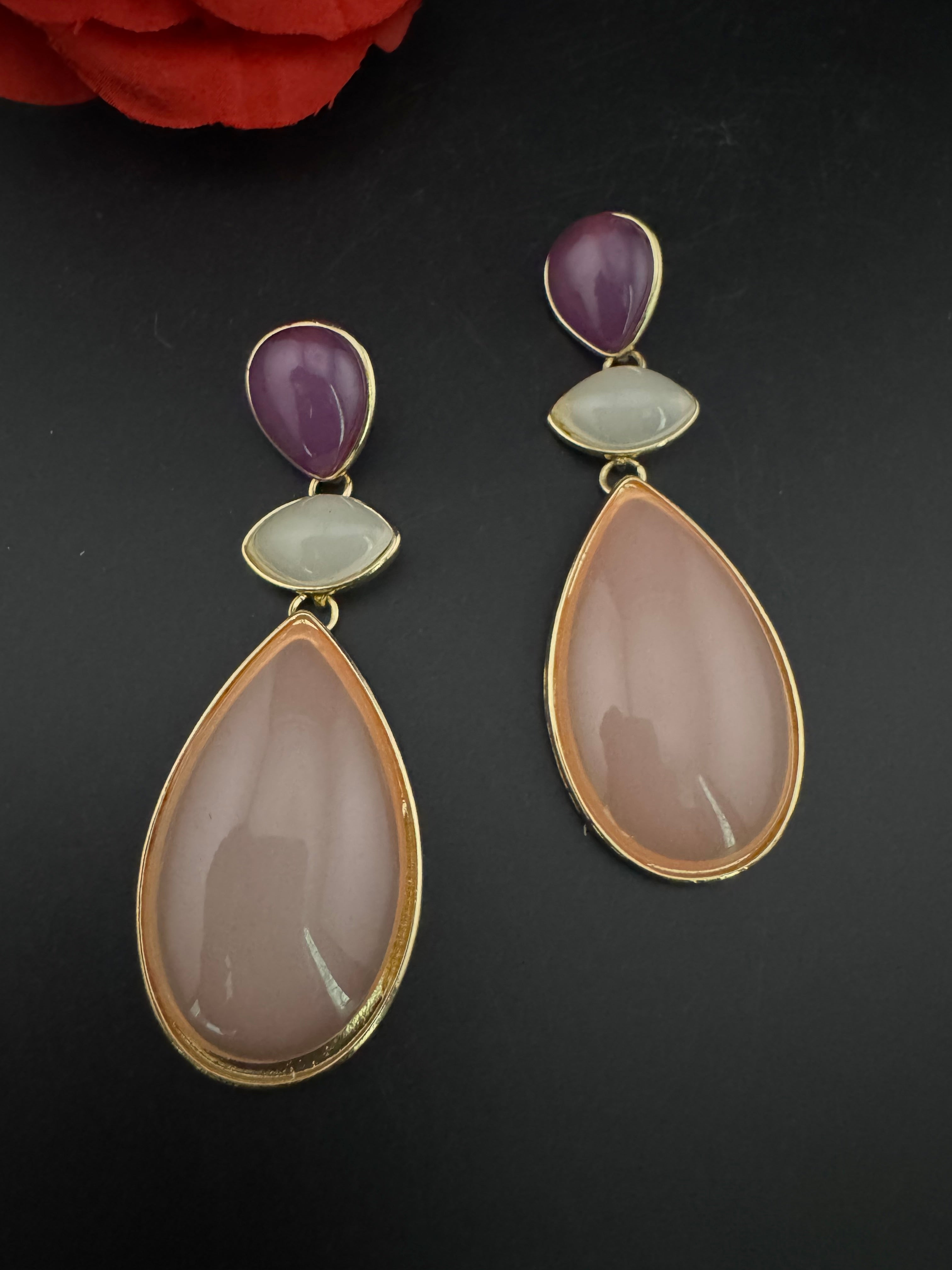 Premium High Quality long drop earrings, lightweight Brass and Acrylic material Earrings for party wear/Bridesmaid gift