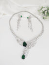Swarovski Crystals and CZ Diamond all over Necklace Set, White Gold Plated set