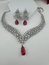 CZ Diamond Statement Necklace Set, White Gold Plated Choker